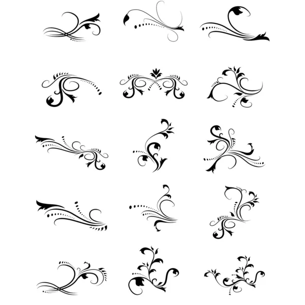 花卉剪影，为设计、 矢量纹身元素 — 图库矢量图片
