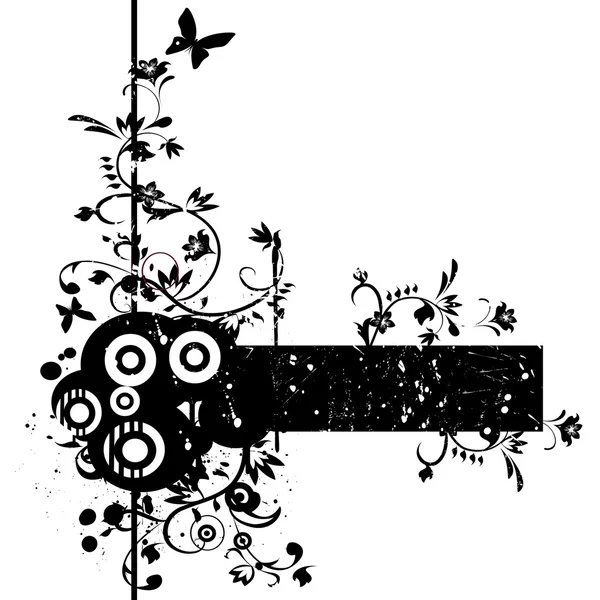 Floral φόντο grunge με πεταλούδα, στοιχείο για το σχεδιασμό, vec — Διανυσματικό Αρχείο