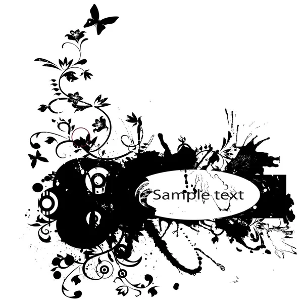Гранж Квітковий фон з метеликом, елемент для дизайну, вектор — стоковий вектор