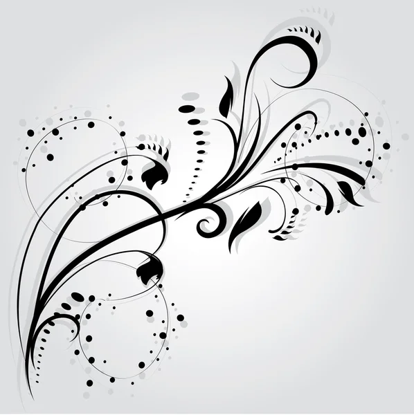 Silhueta floral, elemento para design, tatuagem vetorial — Vetor de Stock