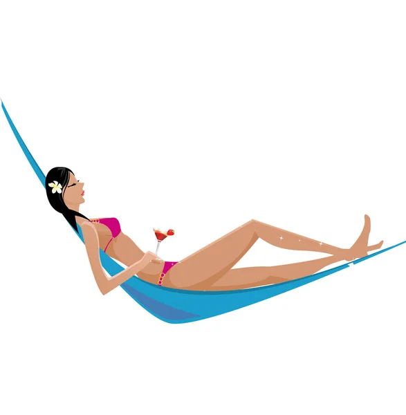 Woman resting in hammock — Stock Vector
