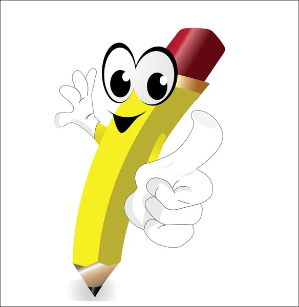 Crayon dessin animé pointant avec son doigt — Image vectorielle