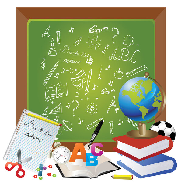 Back to School Design Elements, isolated on white background