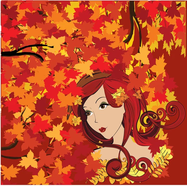 Femme d'automne, vecteur — Image vectorielle