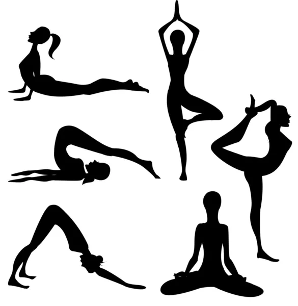 Silhouette de yoga - vecteur — Image vectorielle