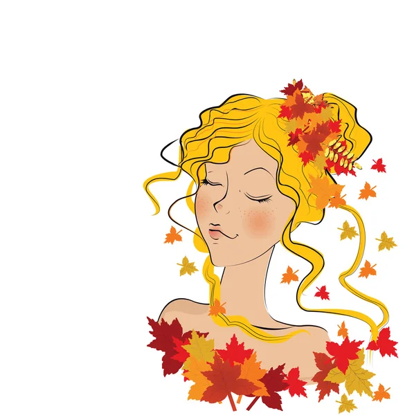 Beautiful autumn girl — Stock Vector