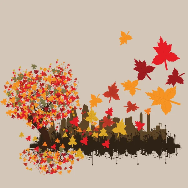 秋天在城里 — 图库矢量图片