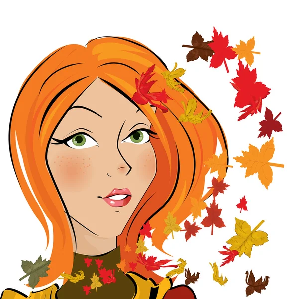 Vecteur automne fille — Image vectorielle