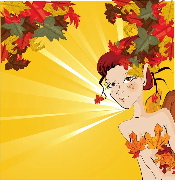Vecteur automne fille — Image vectorielle