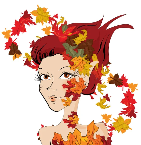 Chica de otoño — Vector de stock