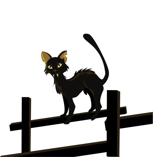 Διανυσματική εικόνα γελοιογραφία του μαύρη γάτα που απομονώνονται σε λευκό — Διανυσματικό Αρχείο