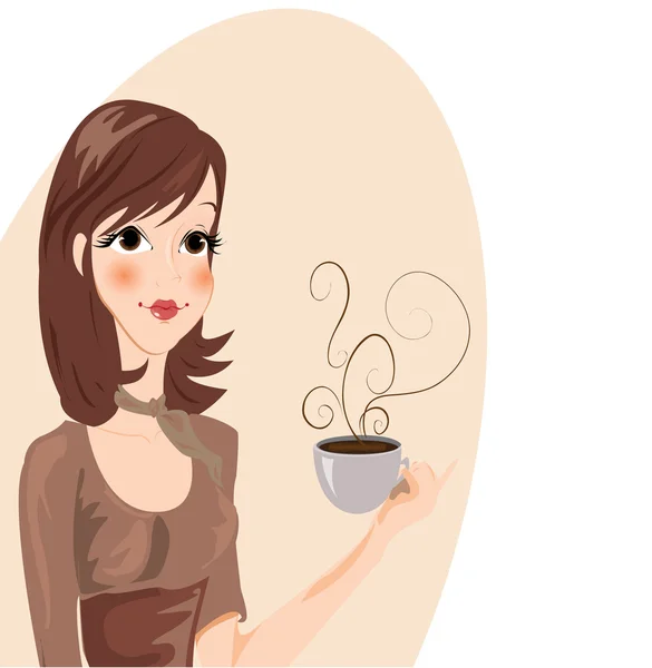 Mädchen trinkt Kaffee - Vektor — Stockvektor