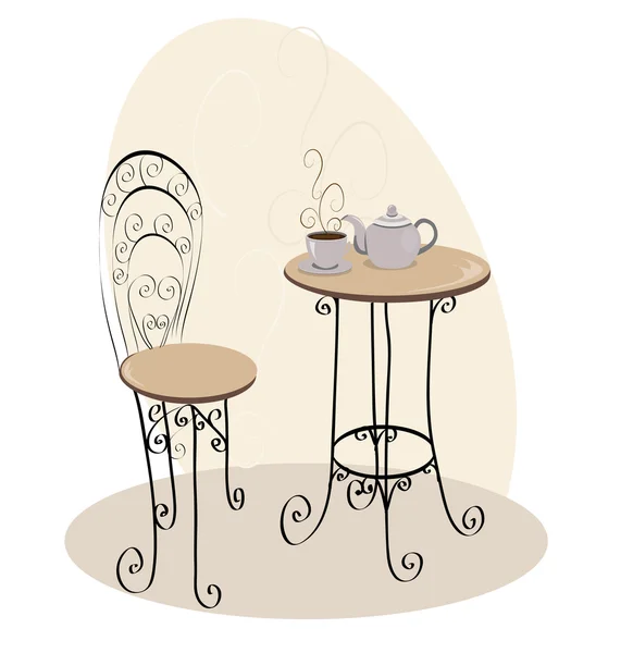 French Cafe Table — Stock Vector
