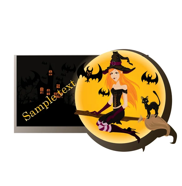 Strega di Halloween. banner vettoriale — Vettoriale Stock