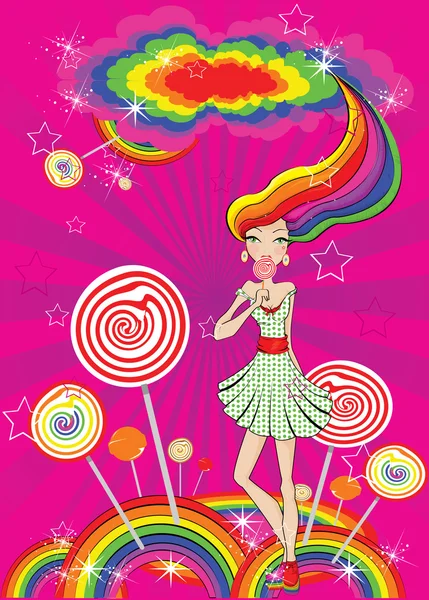 Vector abstract lollipop girl — Stock Vector
