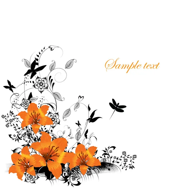 Bordure florale vectorielle — Image vectorielle