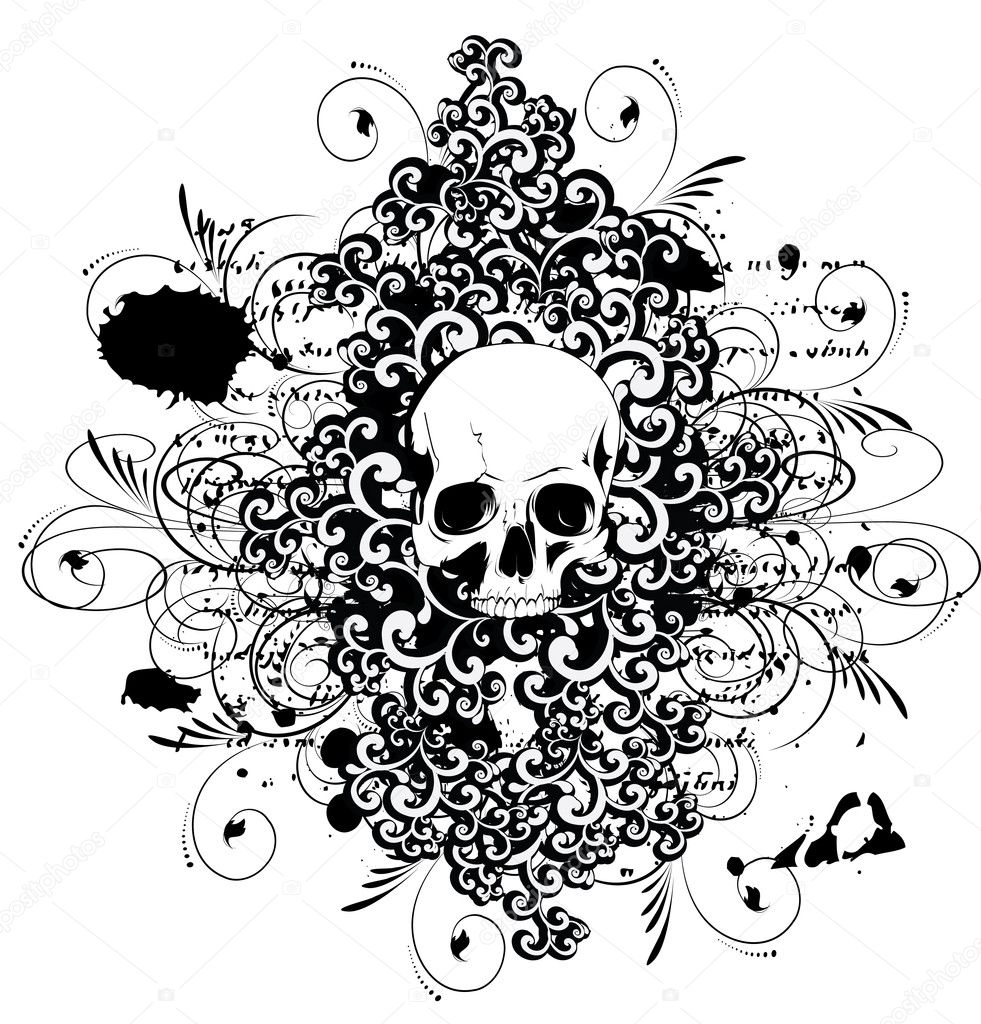 Vector skull with ornaments
