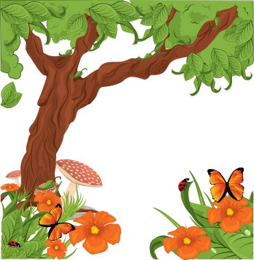 Flowers with Tree clipart