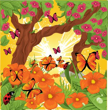 beautiful forest background clipart