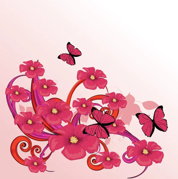 ピンクの花の美しさのデザイン — ストックベクタ