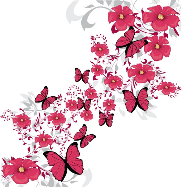 뷰티 핑크 꽃 디자인 — 스톡 벡터
