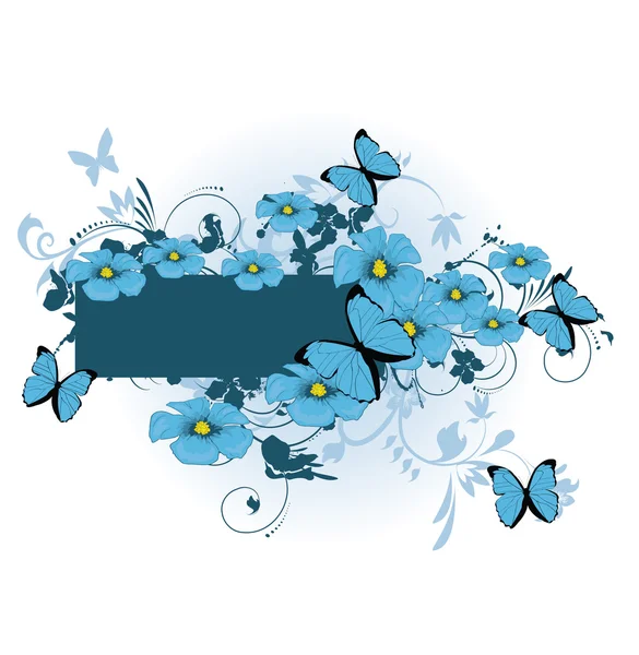Hermosas flores azules — Vector de stock