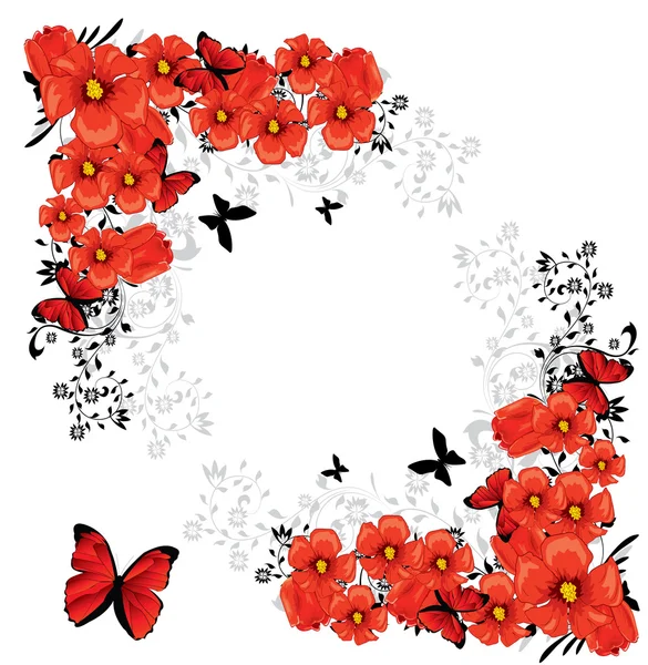 Valentine tarjeta roja floral — Archivo Imágenes Vectoriales