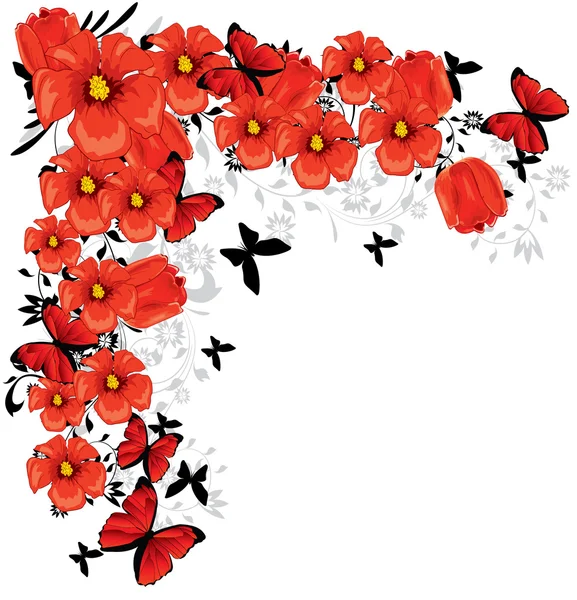 Czerwone kwiaty — Wektor stockowy