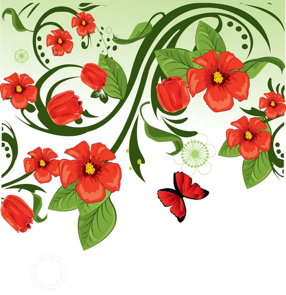 Floraler Hintergrund rot — Stockvektor