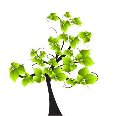 Season tree with green leaves clipart