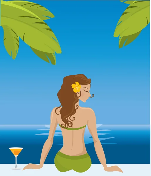 Girl on vacation — Stock Vector