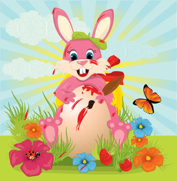 Velikonoční králík malované vajíčko — Stockový vektor