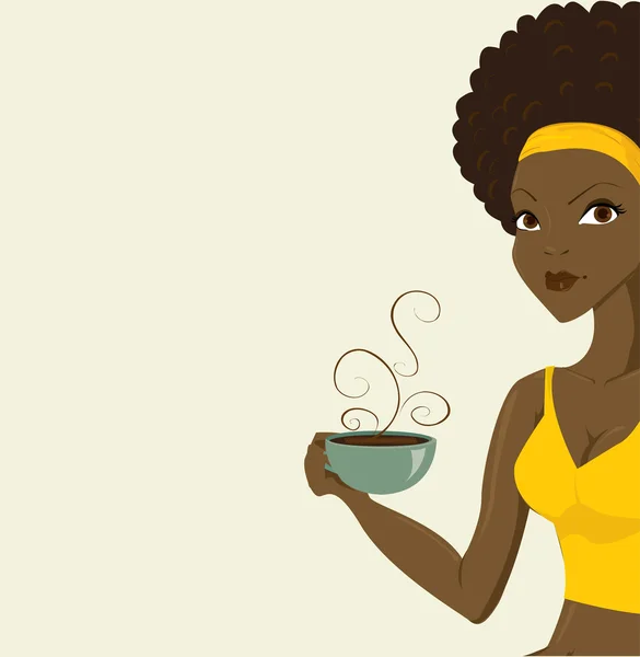 Mulheres africanas bonitas com café — Vetor de Stock