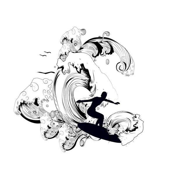 Surf ilustrace — Stockový vektor