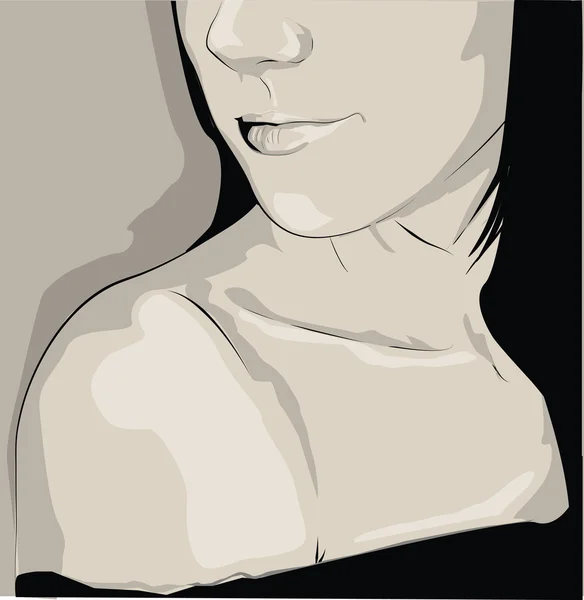 美しい唇を持つ女性の肖像画のシルエット — ストックベクタ