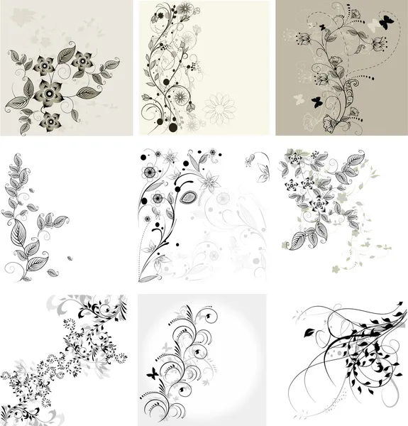 Set of floral backgrounds — Stock Vector