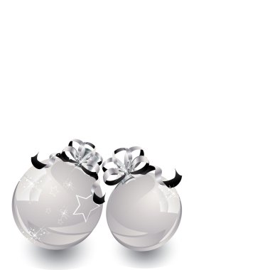 White Christmas bulbs with snowflakes ornaments on a white backg clipart