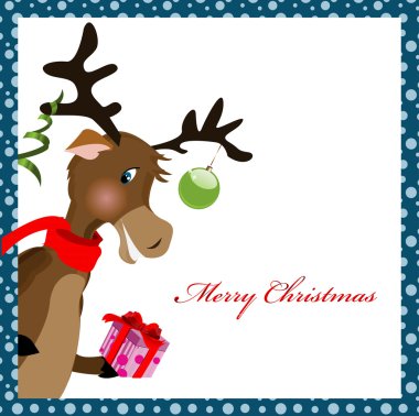 reindeer with gift box clipart