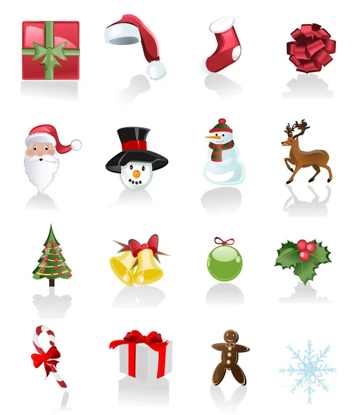 Weihnachten Set von Ikonen auf weißem Hintergrund — Stockvektor