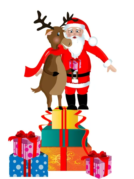 Santa Cláusula e Rudolph — Vetor de Stock