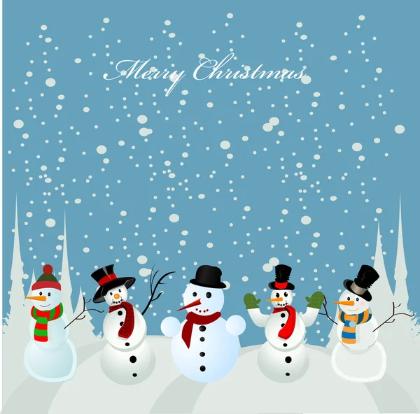 Christmas card, snowman — Stock Vector