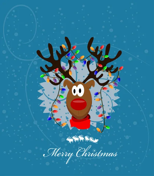 Joyeux Noël Carte avec rennes — Image vectorielle