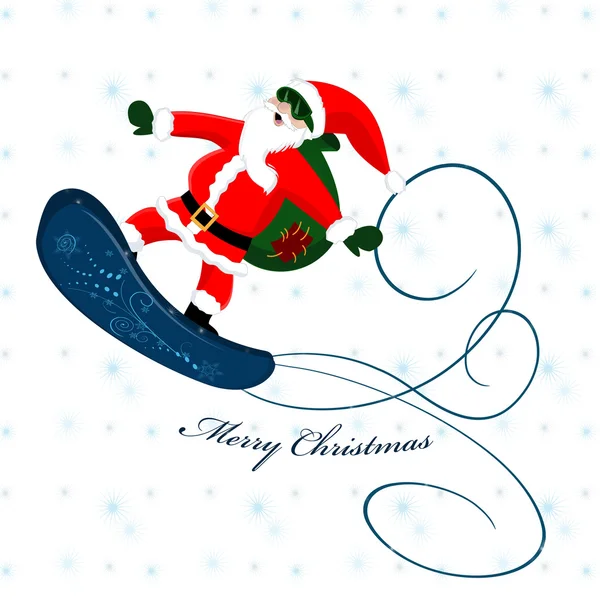 Santa Claus on snowboard — Stock Vector