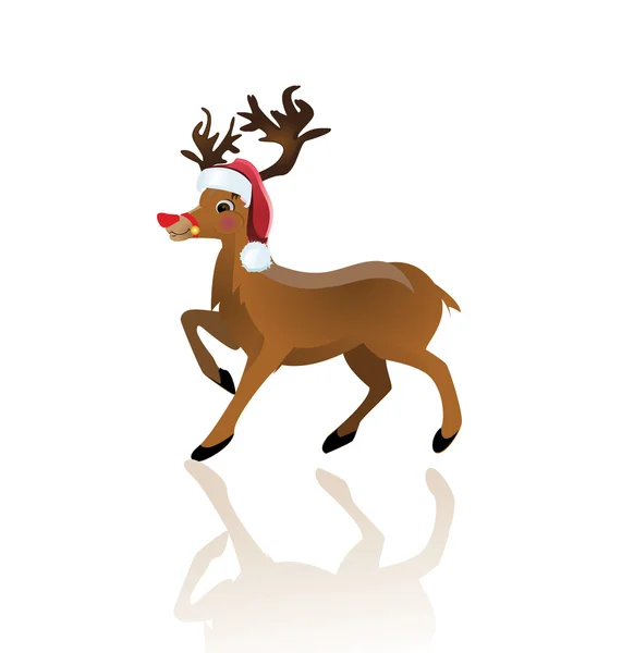 Cartoon reindeer on white background - vector illustration. — Stock Vector