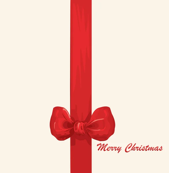 Векторная рождественская и новогодняя открытка с красной лентой — стоковый вектор
