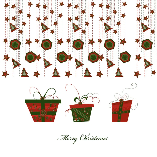 Vector Cajas de regalo, tarjeta de Navidad — Vector de stock