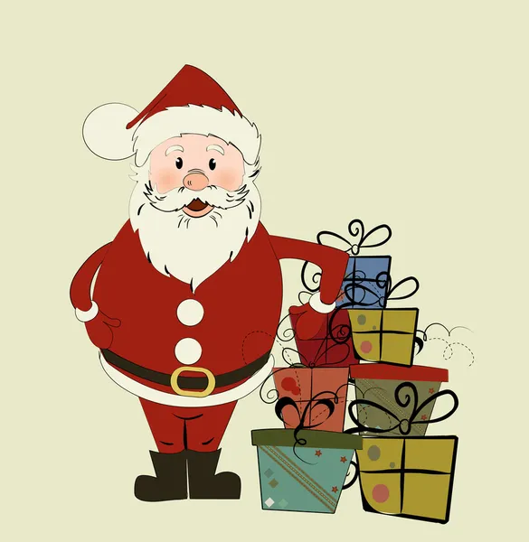 Cartão de Natal com Santa. —  Vetores de Stock