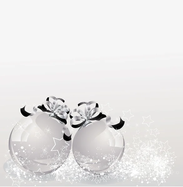 Fondo blanco de Navidad con dos bolas — Vector de stock