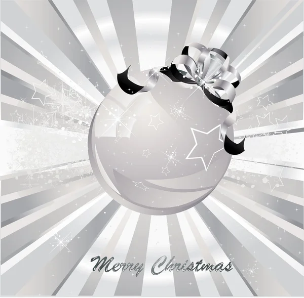 Bella palla di Natale su sfondo argento incandescente — Vettoriale Stock