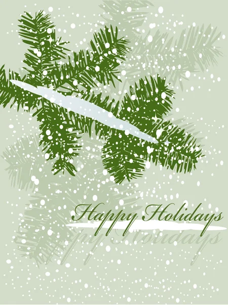 Illustrazione vettoriale di un ramo natalizio con neve — Vettoriale Stock